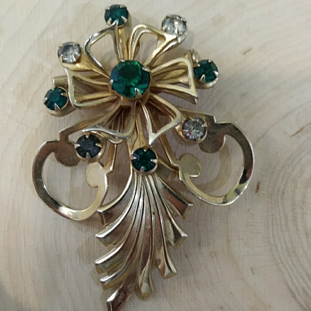 Vintage rhinestone brooch pin pendant
